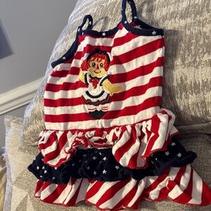 Striped Dress with Doll Patch and Ruffles